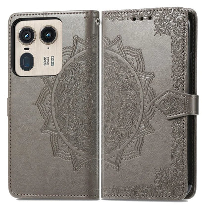 For Motorola Edge 50 Ultra 5G  /  Moto X50 Ultra 5G Case Mandala Embossed Design Leather Wallet Phone Cover