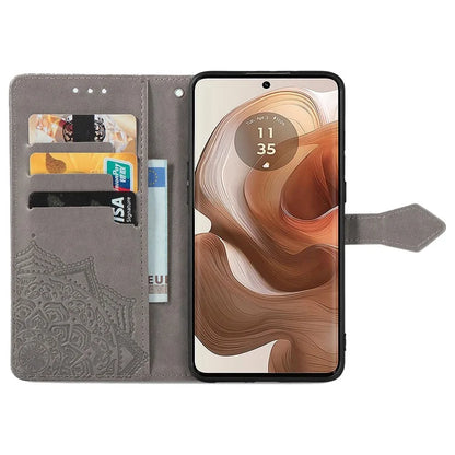 For Motorola Edge 50 Ultra 5G  /  Moto X50 Ultra 5G Case Mandala Embossed Design Leather Wallet Phone Cover