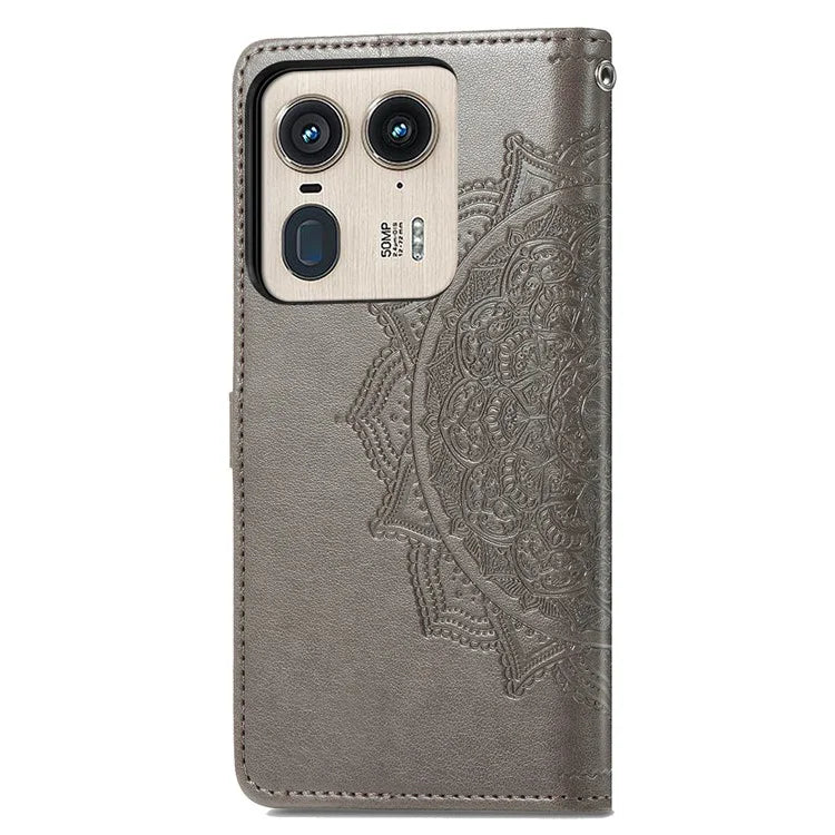 For Motorola Edge 50 Ultra 5G  /  Moto X50 Ultra 5G Case Mandala Embossed Design Leather Wallet Phone Cover