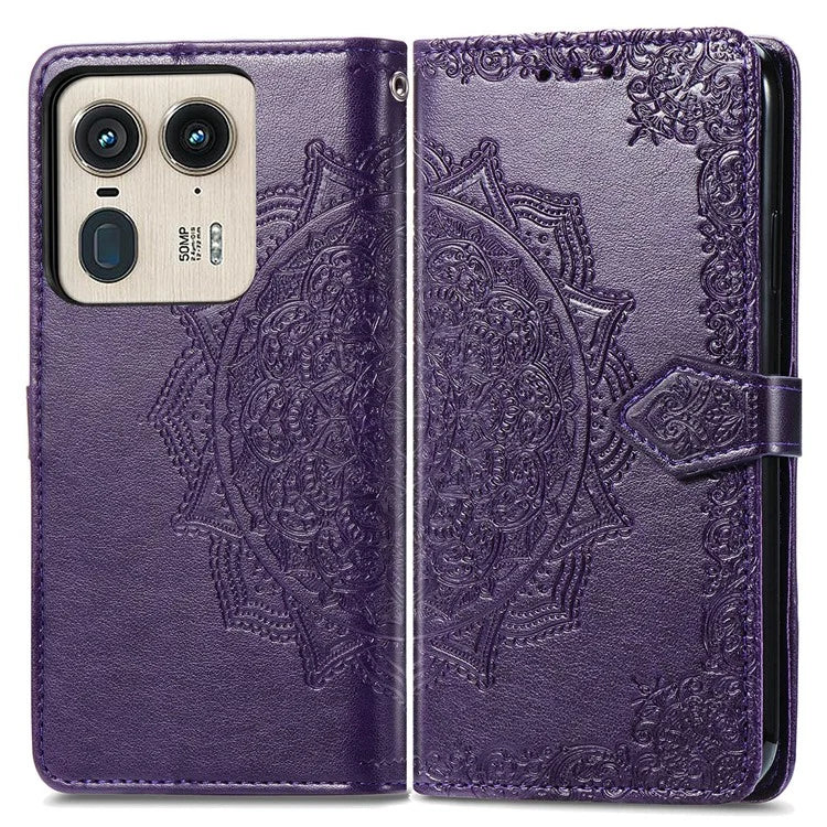 For Motorola Edge 50 Ultra 5G  /  Moto X50 Ultra 5G Case Mandala Embossed Design Leather Wallet Phone Cover