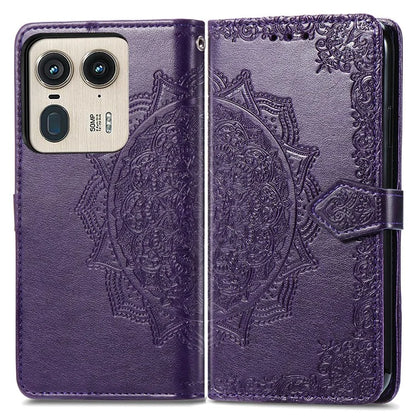For Motorola Edge 50 Ultra 5G  /  Moto X50 Ultra 5G Case Mandala Embossed Design Leather Wallet Phone Cover