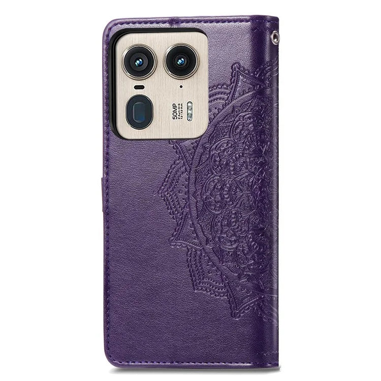 For Motorola Edge 50 Ultra 5G  /  Moto X50 Ultra 5G Case Mandala Embossed Design Leather Wallet Phone Cover