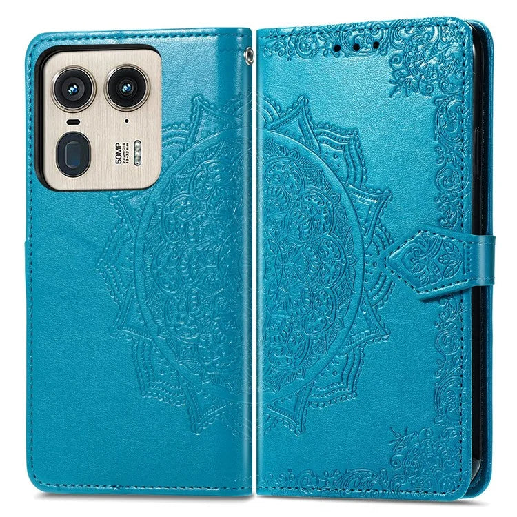 For Motorola Edge 50 Ultra 5G  /  Moto X50 Ultra 5G Case Mandala Embossed Design Leather Wallet Phone Cover