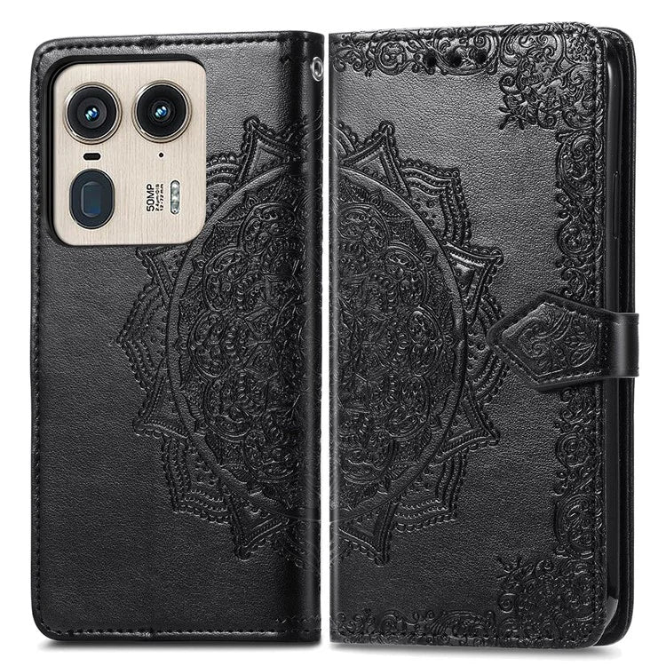 For Motorola Edge 50 Ultra 5G  /  Moto X50 Ultra 5G Case Mandala Embossed Design Leather Wallet Phone Cover