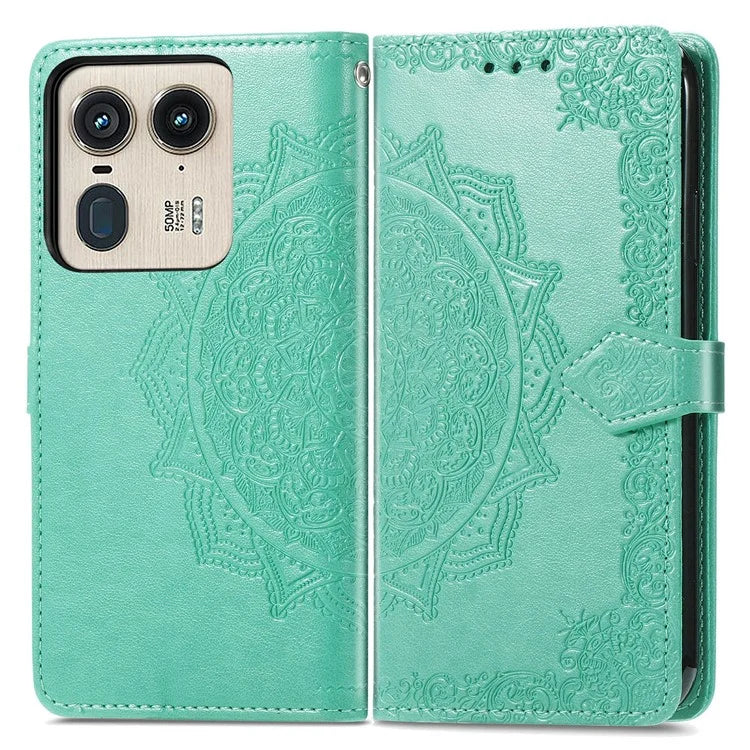For Motorola Edge 50 Ultra 5G  /  Moto X50 Ultra 5G Case Mandala Embossed Design Leather Wallet Phone Cover