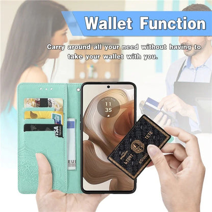 For Motorola Edge 50 Ultra 5G  /  Moto X50 Ultra 5G Case Mandala Embossed Design Leather Wallet Phone Cover