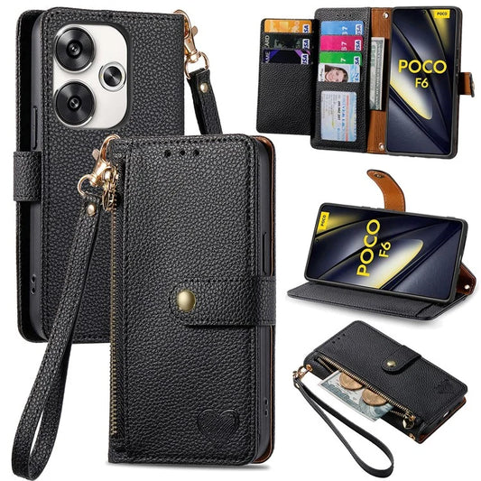 For Xiaomi Poco F6 5G  /  Redmi Turbo 3 5G Case Zipper Pocket Purse RFID Blocking Leather Phone Cover