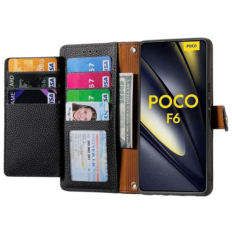 For Xiaomi Poco F6 5G  /  Redmi Turbo 3 5G Case Zipper Pocket Purse RFID Blocking Leather Phone Cover