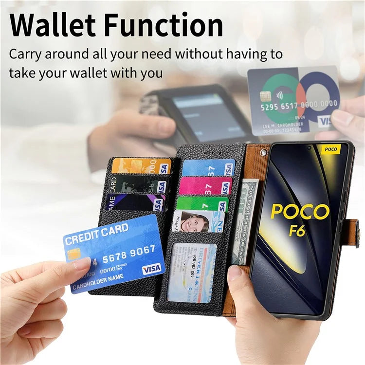 For Xiaomi Poco F6 5G  /  Redmi Turbo 3 5G Case Zipper Pocket Purse RFID Blocking Leather Phone Cover