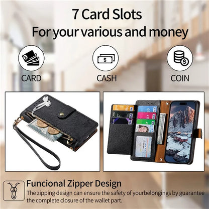 For Xiaomi Poco F6 5G  /  Redmi Turbo 3 5G Case Zipper Pocket Purse RFID Blocking Leather Phone Cover