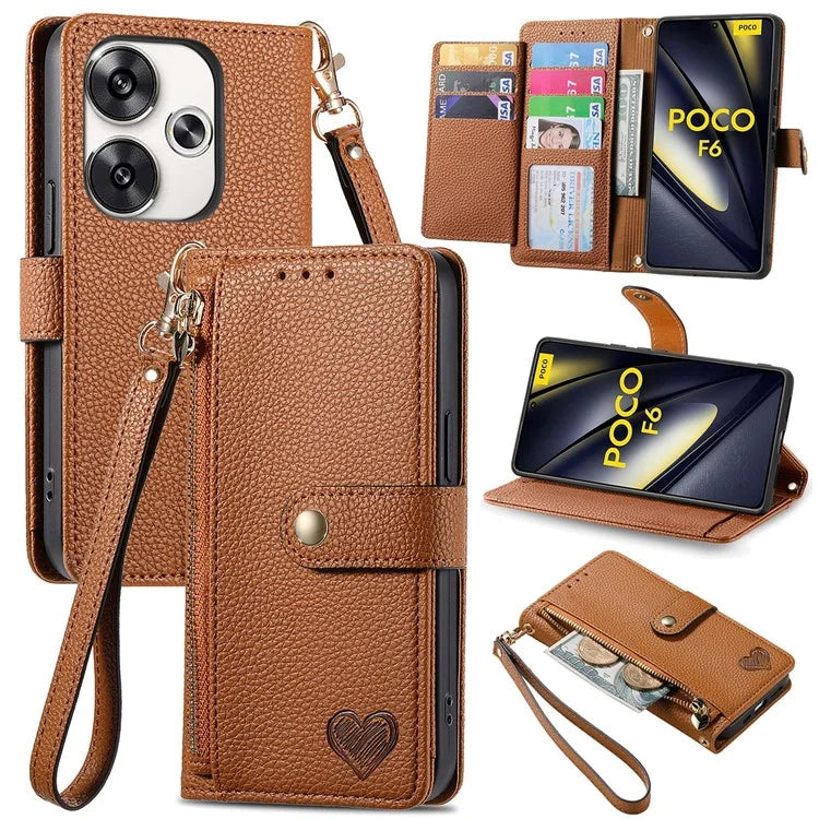 For Xiaomi Poco F6 5G  /  Redmi Turbo 3 5G Case Zipper Pocket Purse RFID Blocking Leather Phone Cover