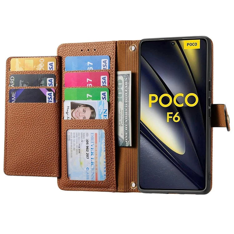For Xiaomi Poco F6 5G  /  Redmi Turbo 3 5G Case Zipper Pocket Purse RFID Blocking Leather Phone Cover