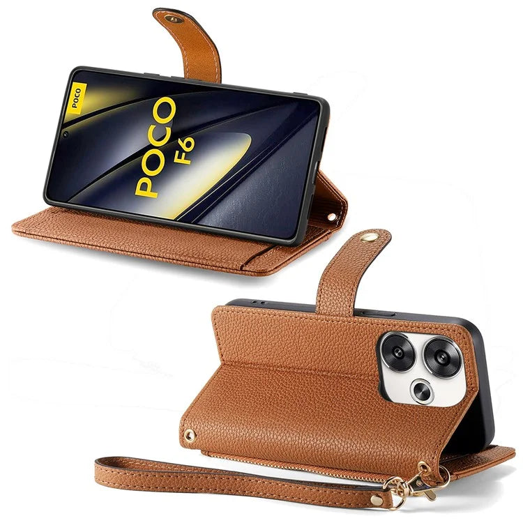 For Xiaomi Poco F6 5G  /  Redmi Turbo 3 5G Case Zipper Pocket Purse RFID Blocking Leather Phone Cover