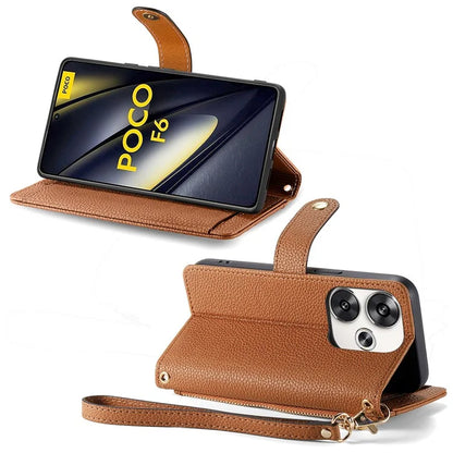 For Xiaomi Poco F6 5G  /  Redmi Turbo 3 5G Case Zipper Pocket Purse RFID Blocking Leather Phone Cover