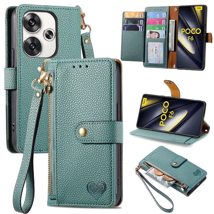 For Xiaomi Poco F6 5G  /  Redmi Turbo 3 5G Case Zipper Pocket Purse RFID Blocking Leather Phone Cover