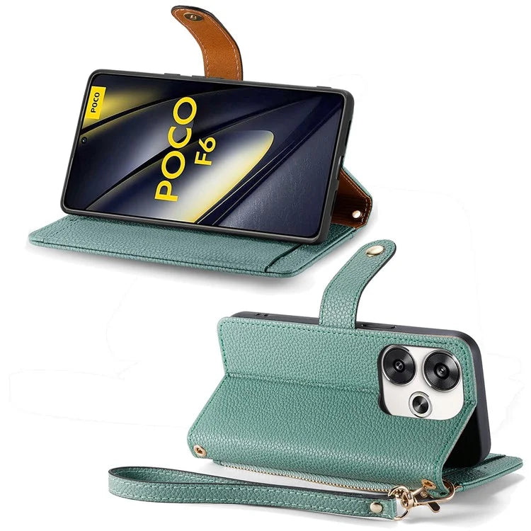 For Xiaomi Poco F6 5G  /  Redmi Turbo 3 5G Case Zipper Pocket Purse RFID Blocking Leather Phone Cover