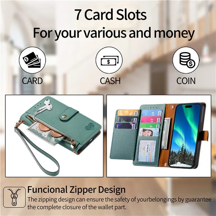 For Xiaomi Poco F6 5G  /  Redmi Turbo 3 5G Case Zipper Pocket Purse RFID Blocking Leather Phone Cover