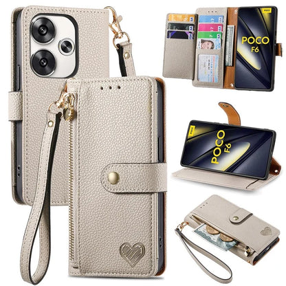 For Xiaomi Poco F6 5G  /  Redmi Turbo 3 5G Case Zipper Pocket Purse RFID Blocking Leather Phone Cover