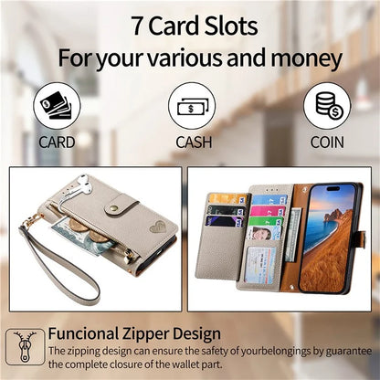 For Xiaomi Poco F6 5G  /  Redmi Turbo 3 5G Case Zipper Pocket Purse RFID Blocking Leather Phone Cover