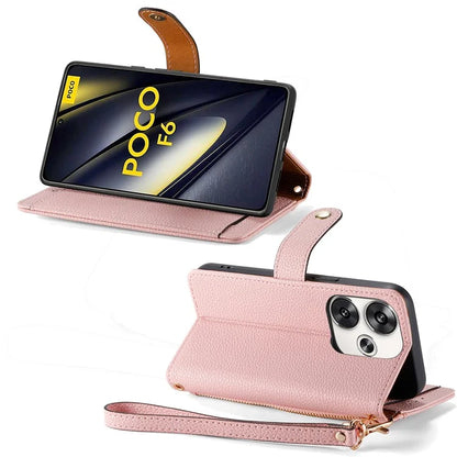 For Xiaomi Poco F6 5G  /  Redmi Turbo 3 5G Case Zipper Pocket Purse RFID Blocking Leather Phone Cover