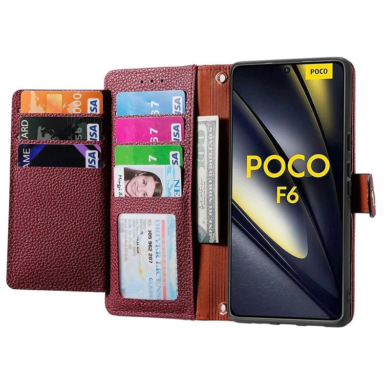 For Xiaomi Poco F6 5G  /  Redmi Turbo 3 5G Case Zipper Pocket Purse RFID Blocking Leather Phone Cover