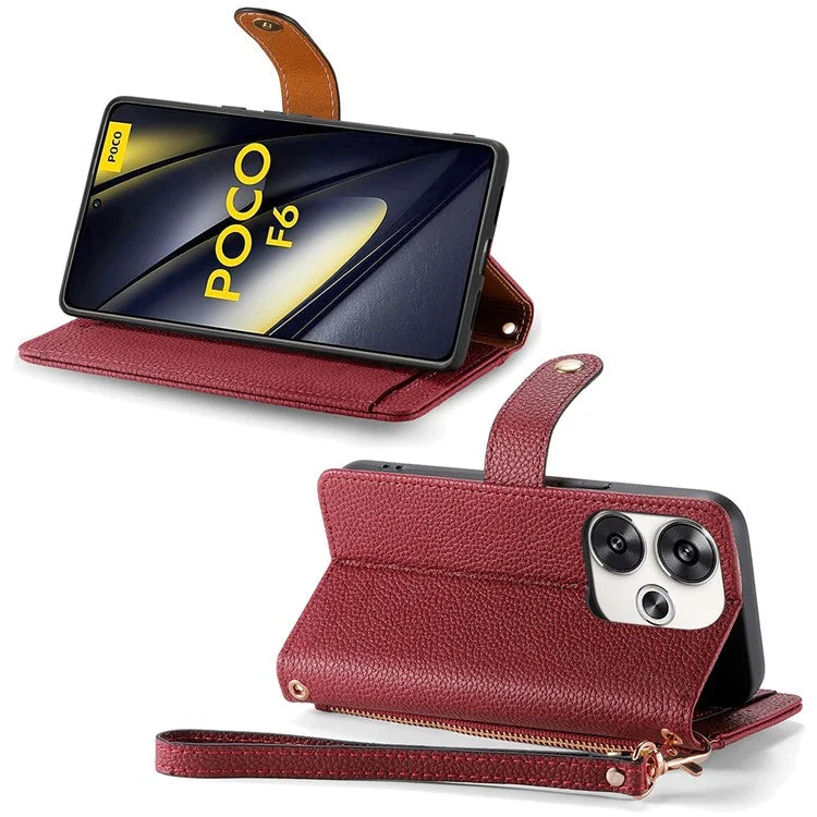 For Xiaomi Poco F6 5G  /  Redmi Turbo 3 5G Case Zipper Pocket Purse RFID Blocking Leather Phone Cover
