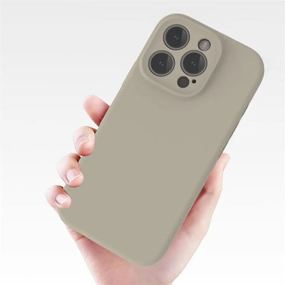 For iPhone 16 Pro Case PC+Liquid Silicone Protective Phone Cover with Microfiber Lining - Bean Green