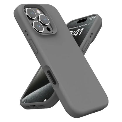 For iPhone 16 Pro Magnetic Case PC+Liquid Silicone Anti-Scratch Phone Cover
