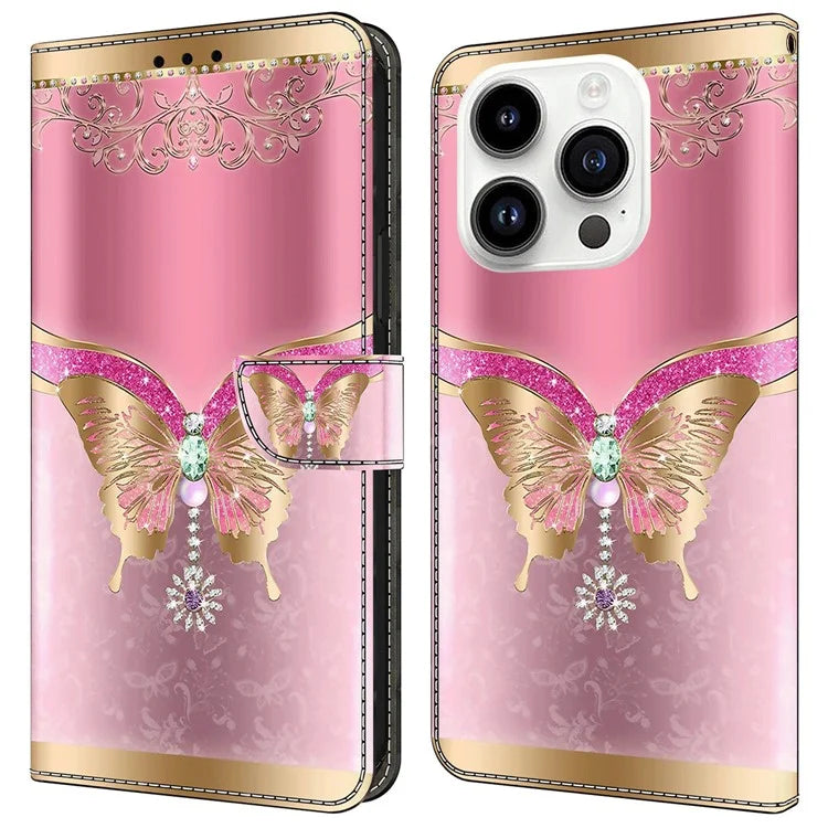 For iPhone 16 Pro Max Case 3D Pattern PU Leather Wallet Phone Cover with Stand