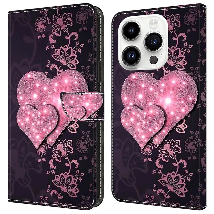 For iPhone 16 Pro Max Case 3D Pattern PU Leather Wallet Phone Cover with Stand