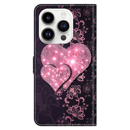 For iPhone 16 Pro Max Case 3D Pattern PU Leather Wallet Phone Cover with Stand