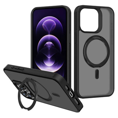 G Style For iPhone 15 Pro Max Case Skin-Touch Matte TPU+PC Phone Cover with Rotatable Magnetic Kickstand