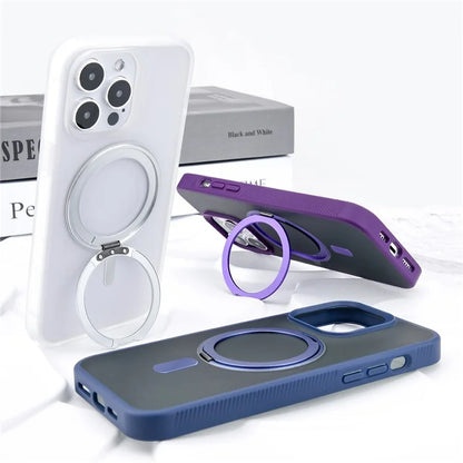 G Style For iPhone 15 Pro Max Case Skin-Touch Matte TPU+PC Phone Cover with Rotatable Magnetic Kickstand