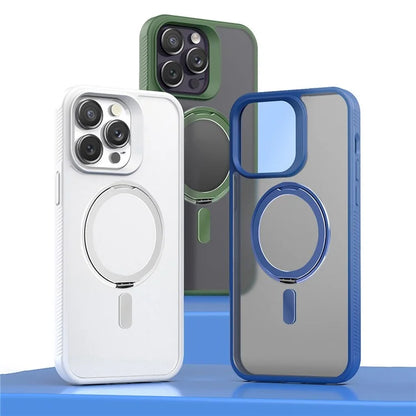G Style For iPhone 15 Pro Max Case Skin-Touch Matte TPU+PC Phone Cover with Rotatable Magnetic Kickstand