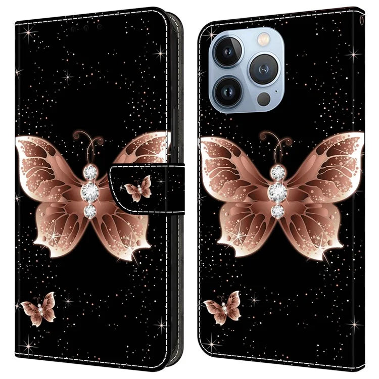 For iPhone 16 Pro Case 3D Pattern PU Leather Wallet Phone Cover with Stand