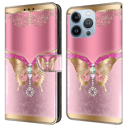 For iPhone 16 Pro Case 3D Pattern PU Leather Wallet Phone Cover with Stand