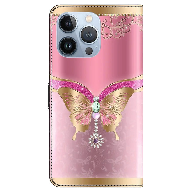 For iPhone 16 Pro Case 3D Pattern PU Leather Wallet Phone Cover with Stand