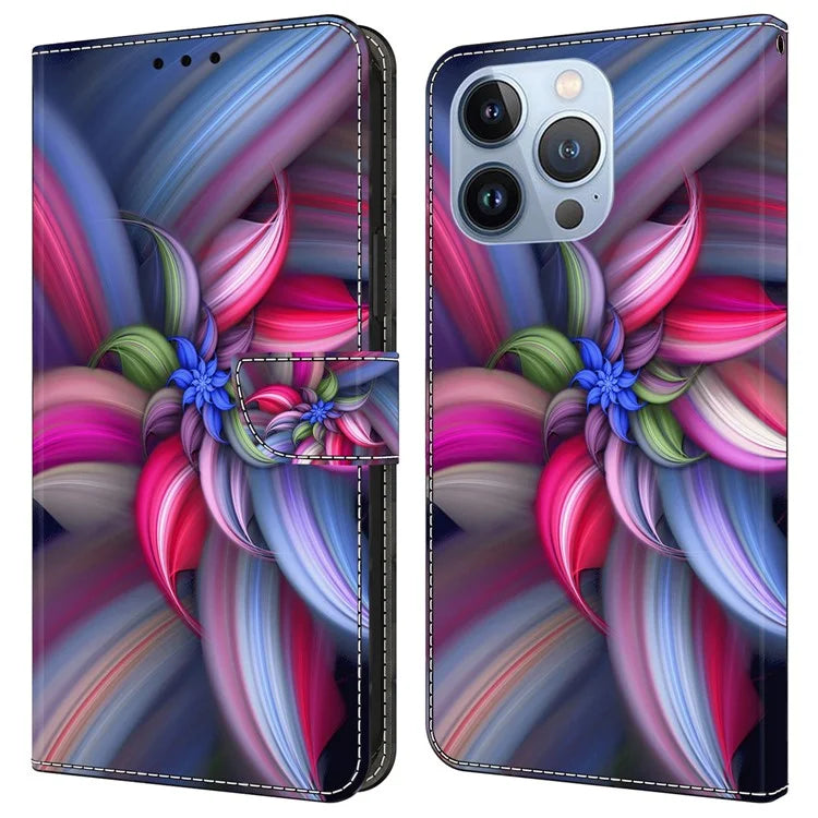For iPhone 16 Pro Case 3D Pattern PU Leather Wallet Phone Cover with Stand