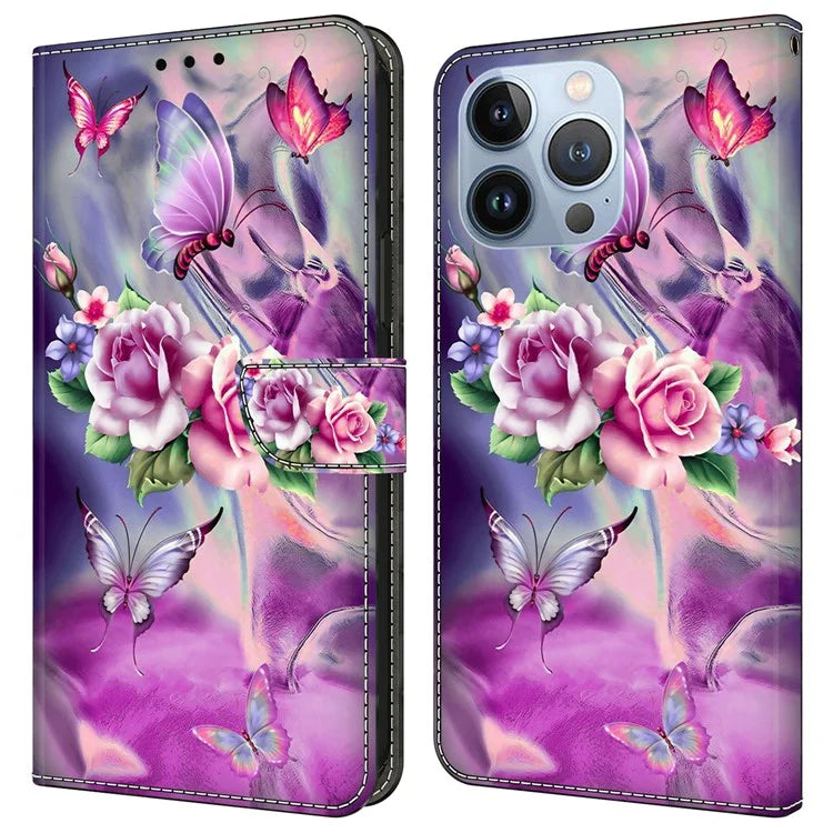 For iPhone 16 Pro Case 3D Pattern PU Leather Wallet Phone Cover with Stand