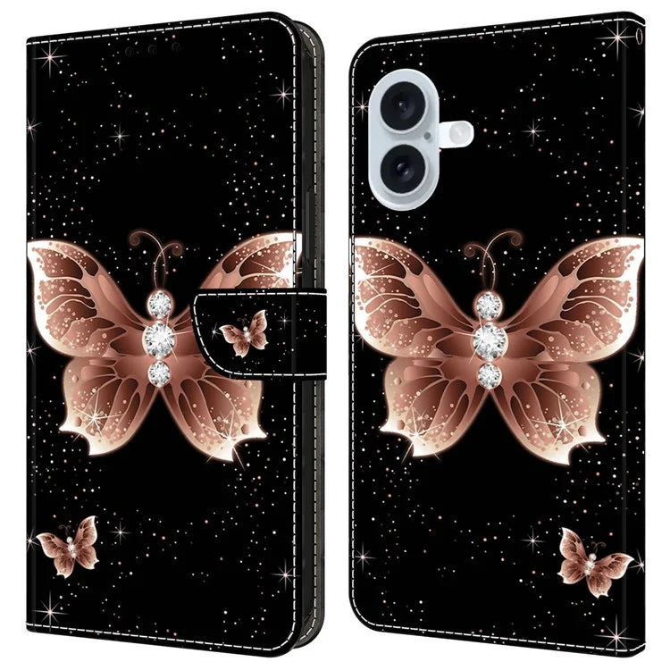 For iPhone 16 Plus Case 3D Pattern PU Leather Wallet Phone Cover with Stand