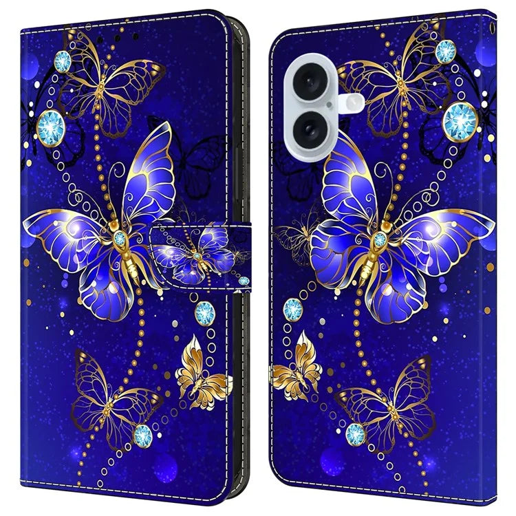 For iPhone 16 Plus Case 3D Pattern PU Leather Wallet Phone Cover with Stand