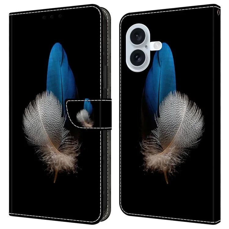 For iPhone 16 Plus Case 3D Pattern PU Leather Wallet Phone Cover with Stand