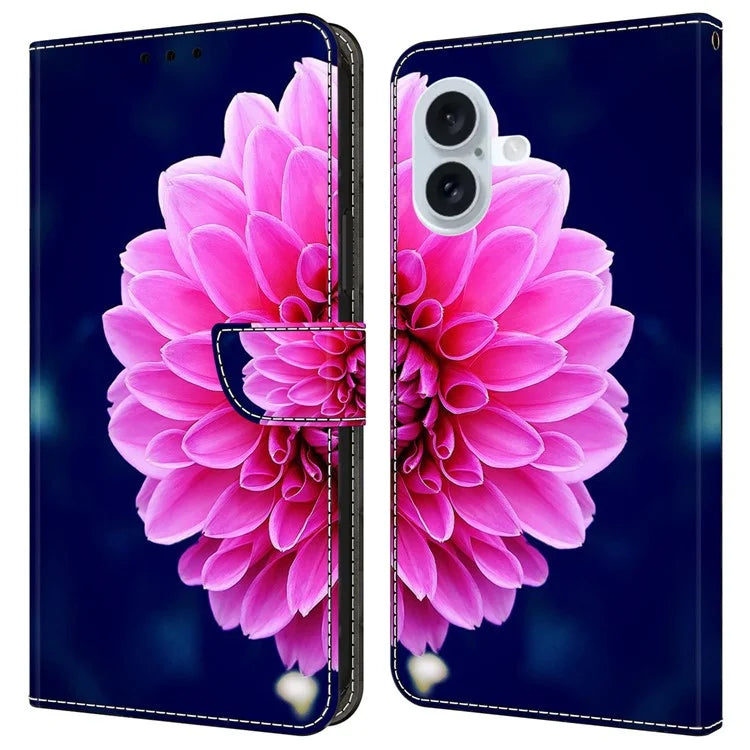 For iPhone 16 Plus Case 3D Pattern PU Leather Wallet Phone Cover with Stand