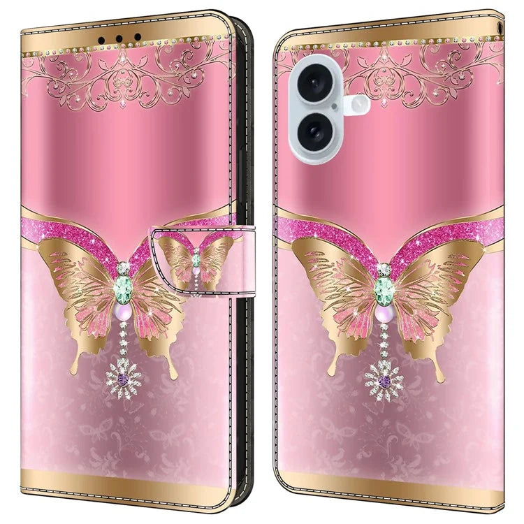 For iPhone 16 Plus Case 3D Pattern PU Leather Wallet Phone Cover with Stand