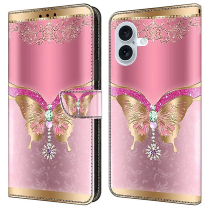 For iPhone 16 Plus Case 3D Pattern PU Leather Wallet Phone Cover with Stand