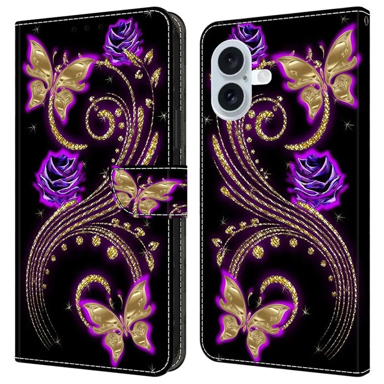 For iPhone 16 Plus Case 3D Pattern PU Leather Wallet Phone Cover with Stand