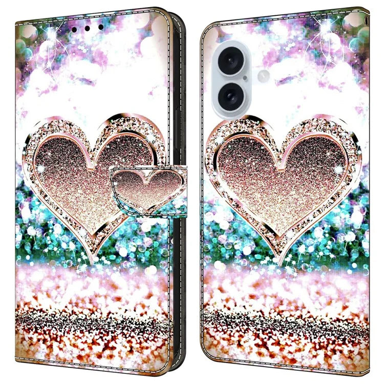 For iPhone 16 Plus Case 3D Pattern PU Leather Wallet Phone Cover with Stand