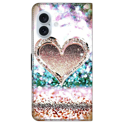 For iPhone 16 Plus Case 3D Pattern PU Leather Wallet Phone Cover with Stand