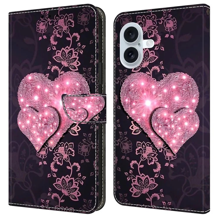 For iPhone 16 Plus Case 3D Pattern PU Leather Wallet Phone Cover with Stand