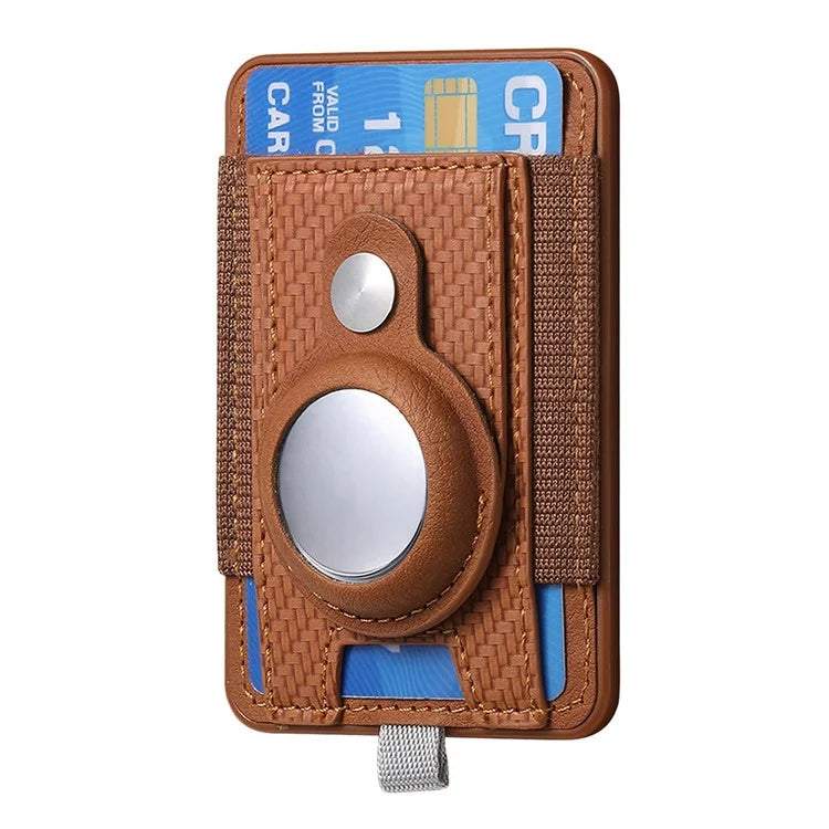 MC-W17 Magnetic Card Holder for AirTag Carbon Fiber Texture Leather Anti Loss Card Slot